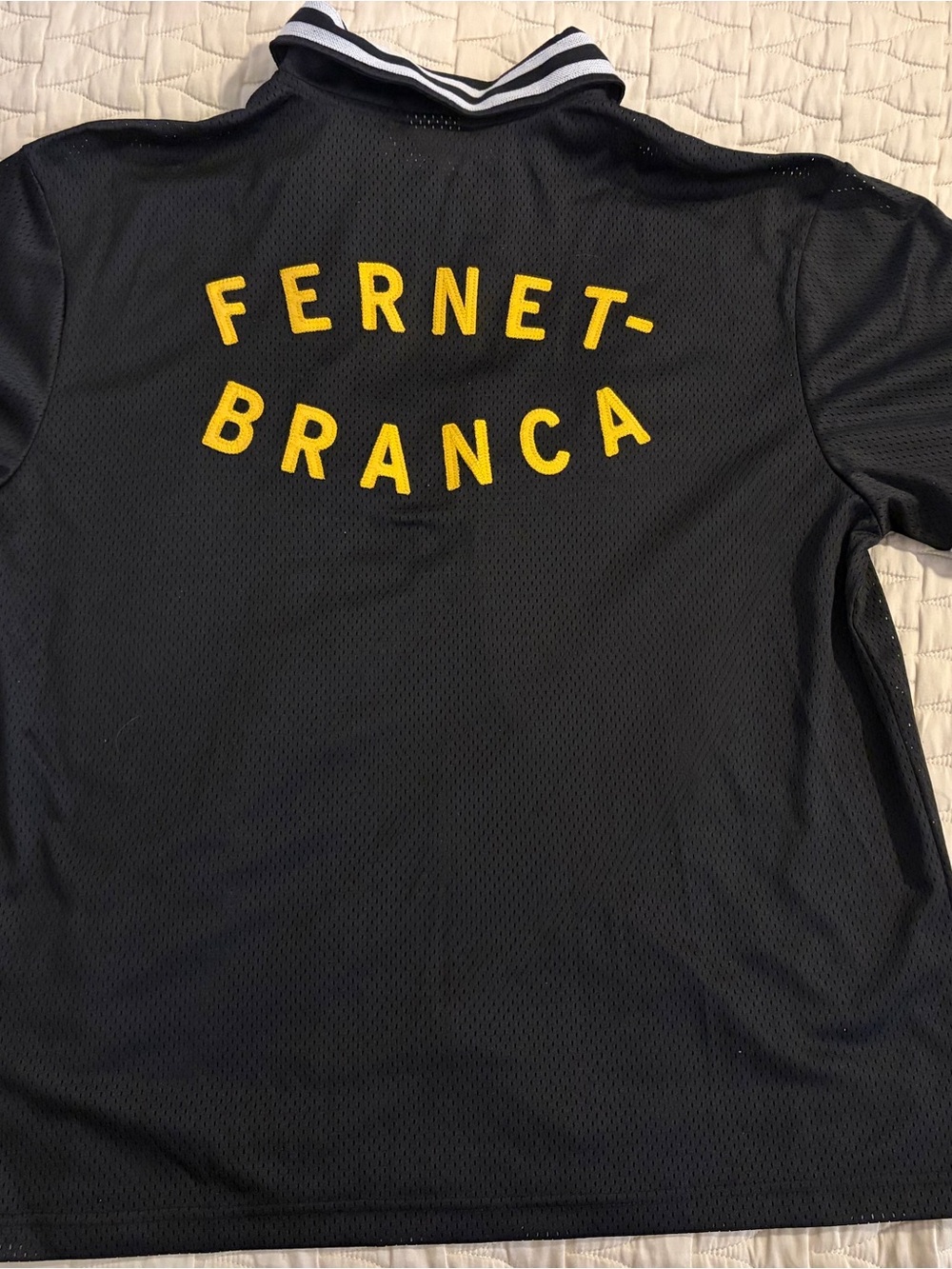 Fernet-Branca Black Mesh Zip-Up Polo